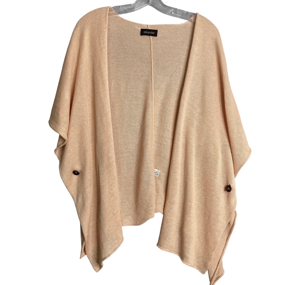 Eskandar 100% Linen Open Front Poncho Womens One Size Quiet Luxury‎ Lagenlook
